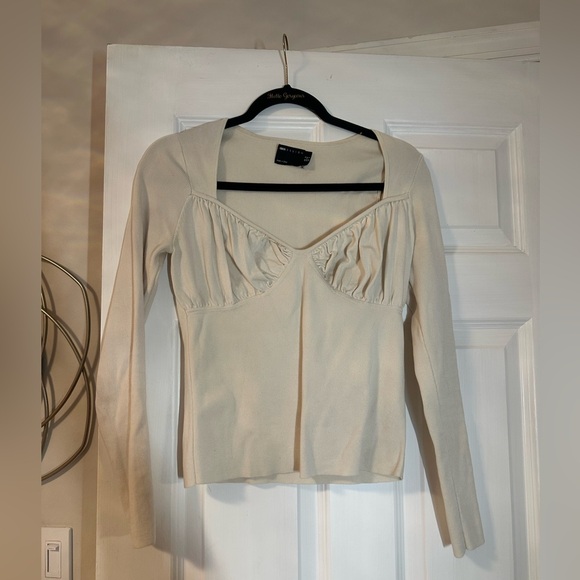 ASOS Design Cream Ribbed Top - Picture 2 of 4